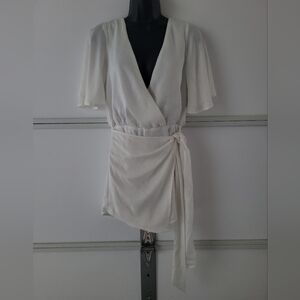 Princess Polly White Side Tie Over Romper US 0